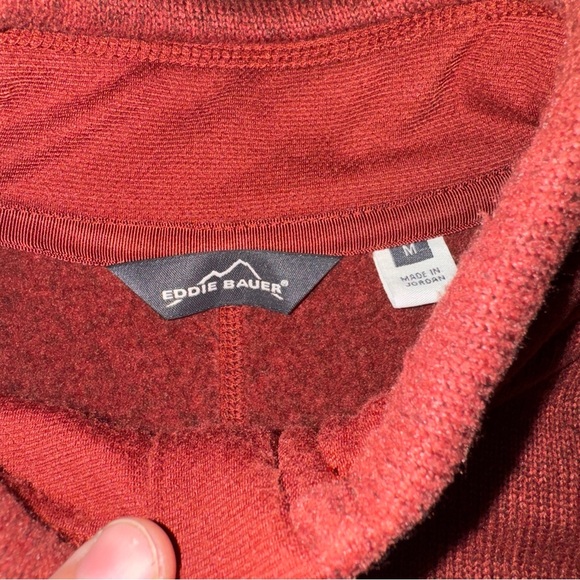 Eddie Bauer 1/4 Zip Orange Rust Outdoor Pullover Fleece Sweater Men Size Medium - Picture 4 of 7